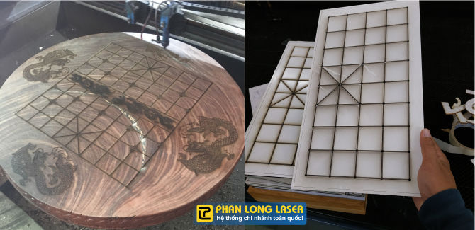 Khắc laser lên bàn cờ gỗ nhiều kích thước tại Phan Long Laser TP Hồ Chí MInh