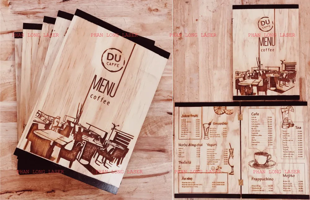 Làm menu thực đơn bằng gỗ khắc laser theo yêu cầu tại Liên Chiểu, Hải Châu, Thanh Khê, Mỹ Khê, Sơn Trà, Hòa Vang, Đà Nẵng