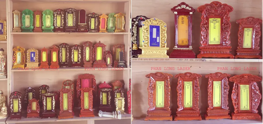 Một số mẫu bài vị thờ cúng trưng bày tại xưởng Phan Long Việt Nam